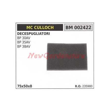 Filtre à air MC CULLOCH débroussailleuse BP 30AV 35AV 38AV 002422 | Newgardenstore.eu