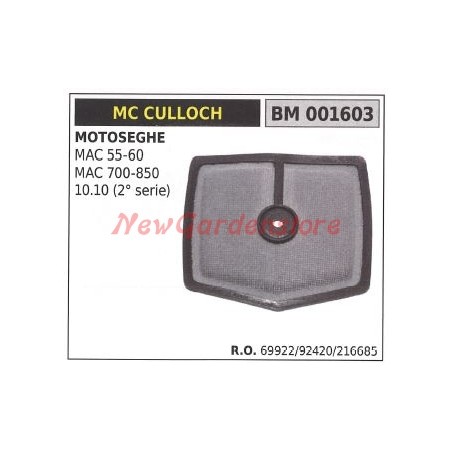 Luftfilter MC CULLOCH Kettensäge MAC 55 60 700 850 10.10 (2. SERIE) 001603 | Newgardenstore.eu