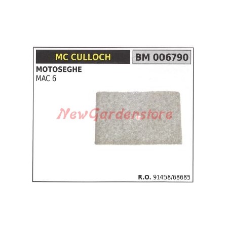 Filtro de aire motosierra MC CULLOCH MAC 6 006790 | Newgardenstore.eu