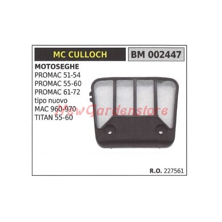 Filtre à air MC CULLOCH tronçonneuse PROMAC 51 54 55 60 61 72 nouveau type 002447 | Newgardenstore.eu