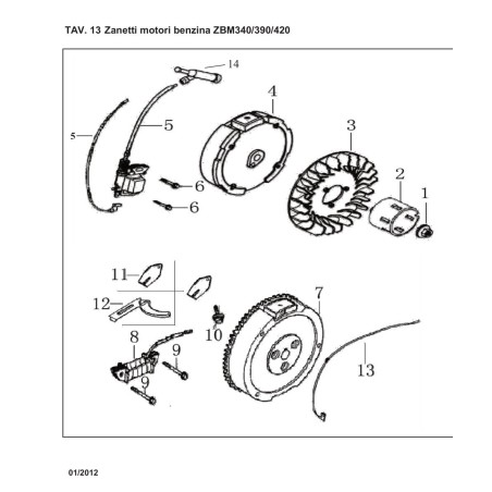BOBINA COMPLETA B21.13.200 HONDA GX 340 - 390 - 420 ZANETTI ZBM 340 - 390 - 420 | Newgardenstore.eu