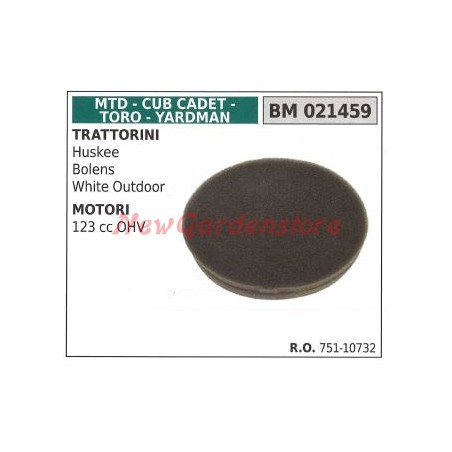 Filtre à air MTD moteur 123 cc OHV monté sur tracteur de pelouse HUSKEE BOLENS 021459 | Newgardenstore.eu