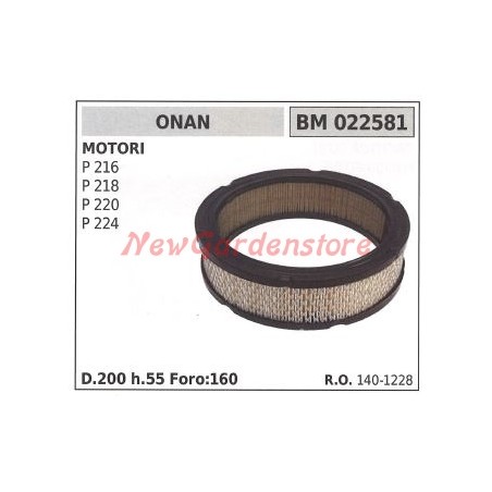 Filtro aria ONAN per motore montato su trattorino P 216 218 220 224 022581 | Newgardenstore.eu