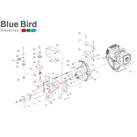 BOÎTE DE RÉDUCTION DE TREUIL BLUE BIRD BB-610 730160 ORIGINALE | Newgardenstore.eu