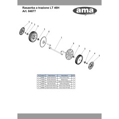 76158 - RUEDA DELANTERA ORIGINAL AMA PARA CORTADORA DE CÉSPED DE 46 CM | Newgardenstore.eu