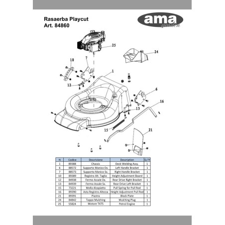 84842 - TAPA ORIGINAL DE TRITURACIÓN AMA PARA CORTE DE 46 PULGADAS | Newgardenstore.eu