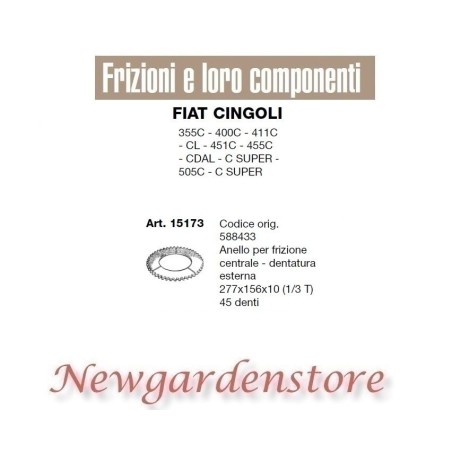 Steering clutch ring 15173 45 teeth FIAT CINGOLI tractor 355C 400 411 451 | Newgardenstore.eu