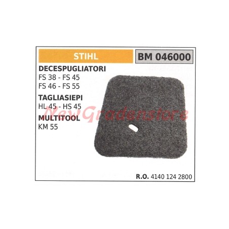 Filtro de aire STIHL para cortasetos FS 38 45 46 HL 45 046000 41401242800 | Newgardenstore.eu