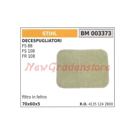 Filtro de aire STIHL para desbrozadora FS 88 108 FR 108 003373 | Newgardenstore.eu