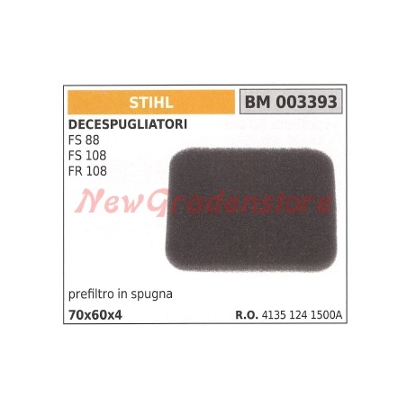 Filtro de aire STIHL para desbrozadora FS 88 108 FR 108 003393 | Newgardenstore.eu