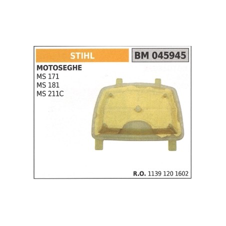 Filtro de aire STIHL para motosierra MS 171 181 211C 045945 1139-120-1602