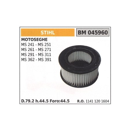 Filtro de aire STIHL para motosierra MS 241 251 261 271 291 311 362 391 045960 | Newgardenstore.eu