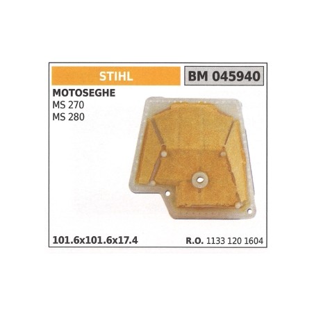 Filtro de aire STIHL para motosierra MS 270 280 045940 | Newgardenstore.eu