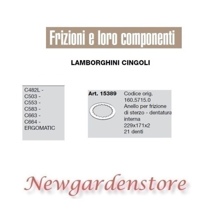 Kupplungsring Lenkung Traktor C482 503 553 663 Ergomatic 15389 LAMBORGHINI | Newgardenstore.eu