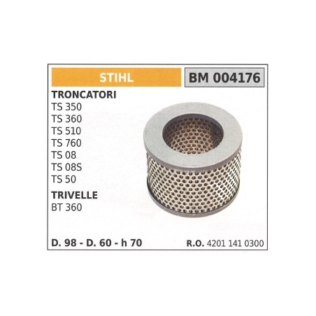 Filtro aria STIHL per troncatore TS 350 360 510 760 08 per trivella BT360 004176 | Newgardenstore.eu