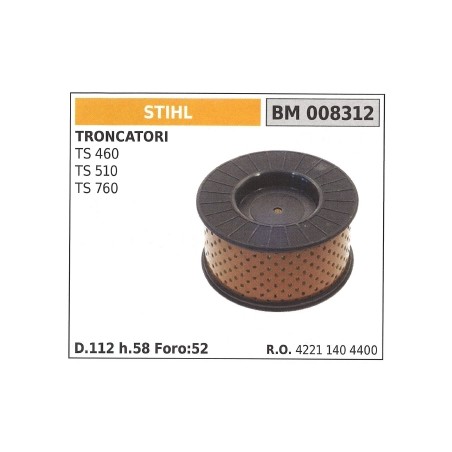 Filtre à air STIHL pour tronçonneuse TS 460 510 760 008312 | Newgardenstore.eu