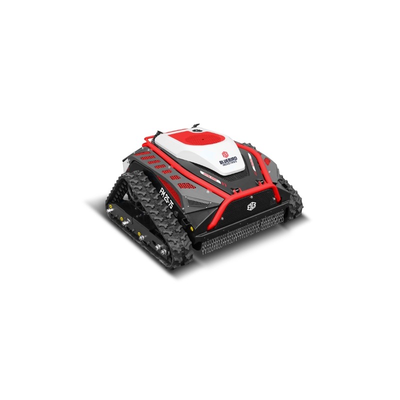 Desbrozadora de martillos BLUEBIRD FM25-75 de 608 cc y 1500 W con control remoto y cuchillas flotantes.
