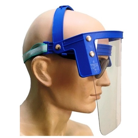 EN166-konformes, hochklappbares Schutzvisier aus Co-Polyester mit verstellbarem oberen Riemen | Newgardenstore.eu