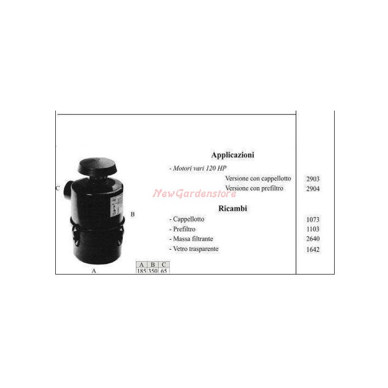 Oil filter for walking tractor various engines 120 HP 2903