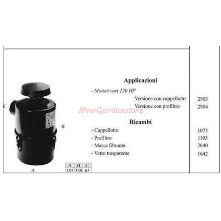 Oil filter for walking tractor various engines 120HP 2904 | Newgardenstore.eu