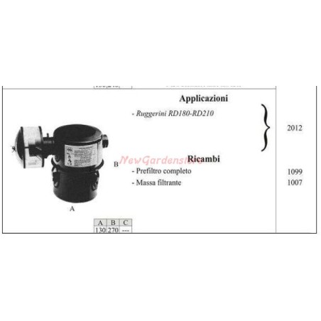 RUGGERINI Ölfilter für Gehtraktor RD180 210 2012 | Newgardenstore.eu