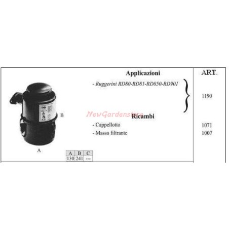 RUGGERINI Ölfilter für Gehtraktor RD80 RD81 RD850 901 1190 | Newgardenstore.eu