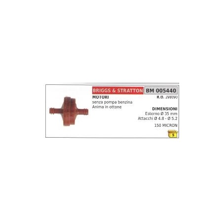 Filtre à carburant sans noyau en laiton BRIGGS&STRATTON 150 MICRON 298090 | Newgardenstore.eu