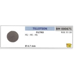 TILLOTSON filtre tronçonneuse HU - HK - HS Ø  4,7 mm 95-180