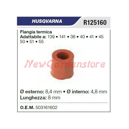 Thermal intake flange HUSQVARNA chainsaw 139 141 36 40 41 45 R125160 | Newgardenstore.eu