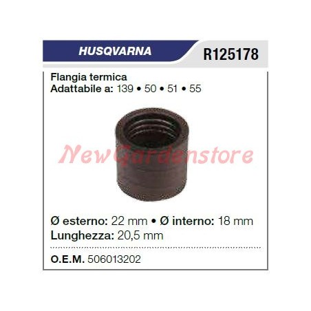 Thermal intake flange HUSQVARNA chainsaw 139 50 51 55 R125178 | Newgardenstore.eu