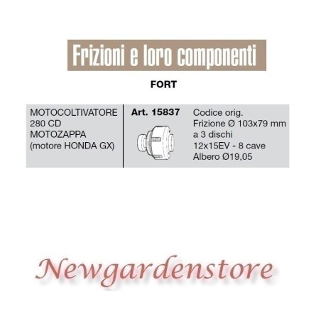 Embrague 103x79 motocultor 280 CD motocultor compatible Honda GX FORT 15837 | Newgardenstore.eu