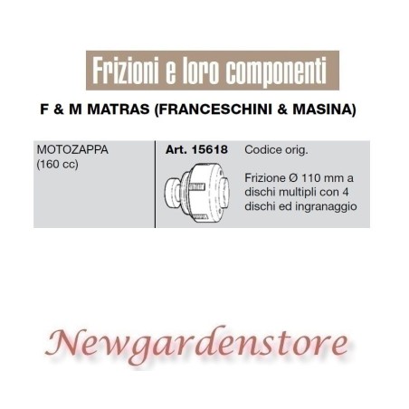 Embrague 15618 110mm motoherramienta 160cc compatible F&M MATRAS FRANCESCHINI MASINA | Newgardenstore.eu