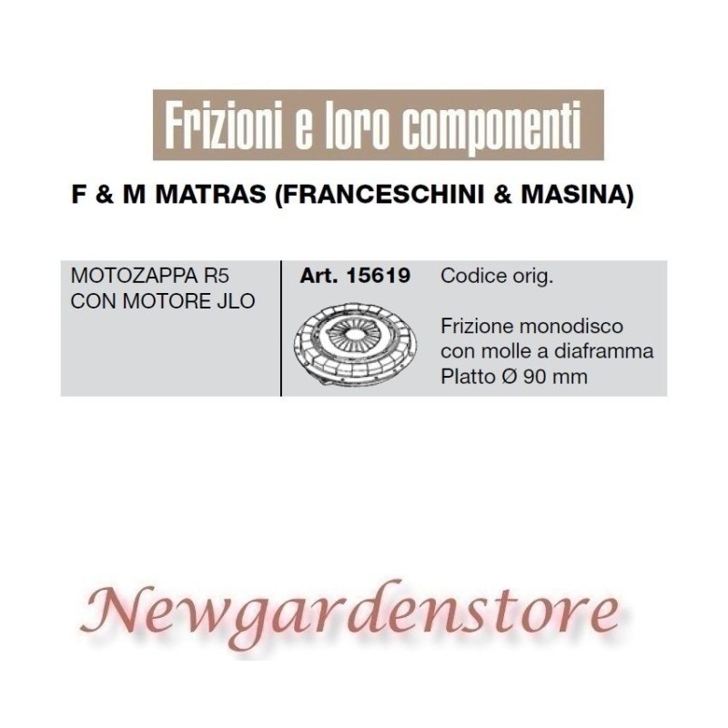 Frizione 15619 motozappa R5 motore JLO compatibile F&M MATRAS FRANCESCHINI