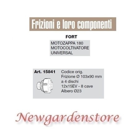 Embrayage 4 disques 103x90 12X15EV cultivateur rotatif 180 FORT 15841 8 fentes | Newgardenstore.eu