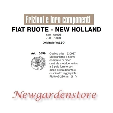 Embrayage 6 leviers disque roulement tracteur 680 780 VALEO 15659 FIAT NEW HOLLAND | Newgardenstore.eu