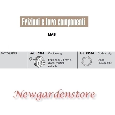 Frizione 94mm dischi multipli 4 disco motozappa compatibile MAB 15597 15596 | Newgardenstore.eu