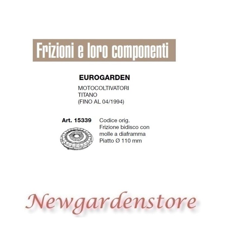 Frizione bidisco motocoltivatore titano compatibile EUROGARDEN 15339 piatto 110