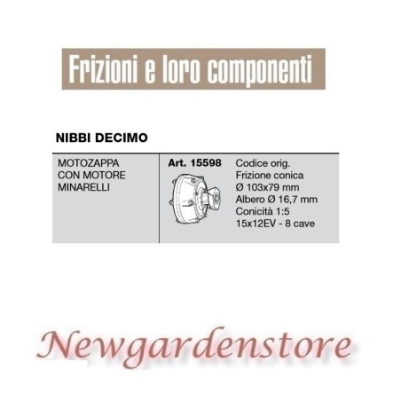 NIBBI DECIMO 15598 103x79 15x12EV motor minarelli embrague cónico | Newgardenstore.eu