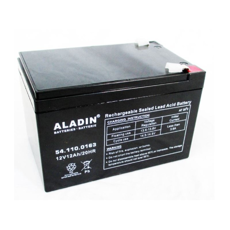 Batteria ermetica al gel ALADIN 12V 12Ah polo positivo sinistro per trattorino
