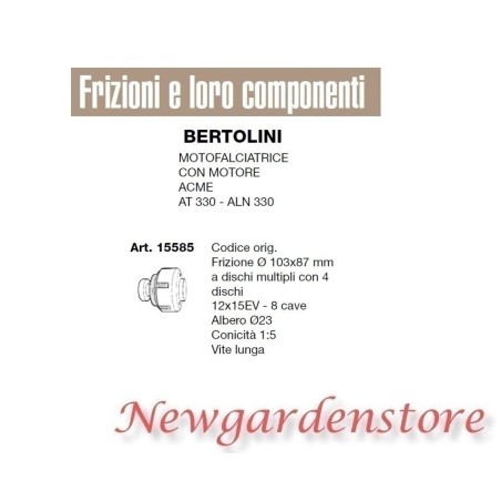 Frizione dischi multipli motofalciatrice motore ACME AT330 ALN BERTOLINI 15585 | Newgardenstore.eu