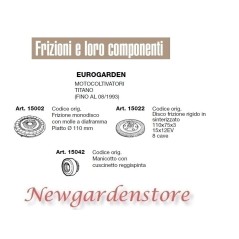 Douille de disque d'embrayage EUROGARDEN motoculteur titan 15002 15022 15042 | Newgardenstore.eu