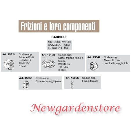 Frizione disco manicotto leva cuscinetto motocoltivatore PUMA BARBIERI 15321 | Newgardenstore.eu