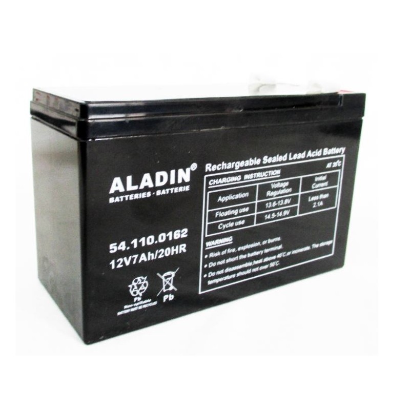 ALADIN Batterie gel hermétique 12V 7.2 Ah pôle positif gauche