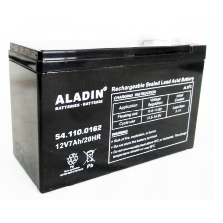 ALADIN 12V 7,2 Ah hermetische Gel-Batterie Pluspol links | Newgardenstore.eu