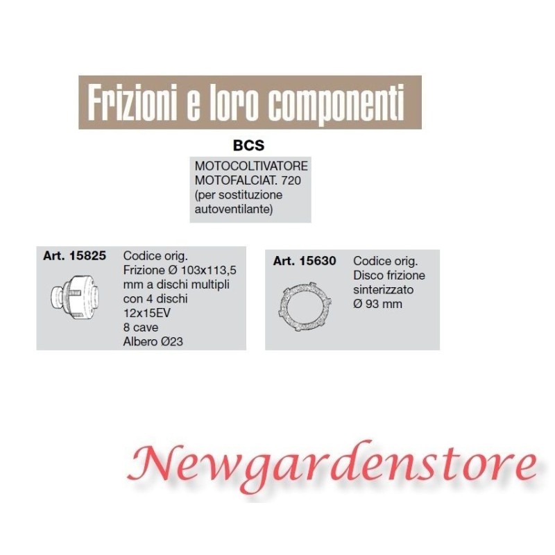 Frizione Disco sinterizzato motocoltivatore motofalciatrice 720 BCS 15825 15630