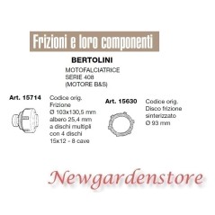 Embrayage à disque fritté moteur faucheuse série 408 B&S BERTOLINI 15714 15630 | Newgardenstore.eu