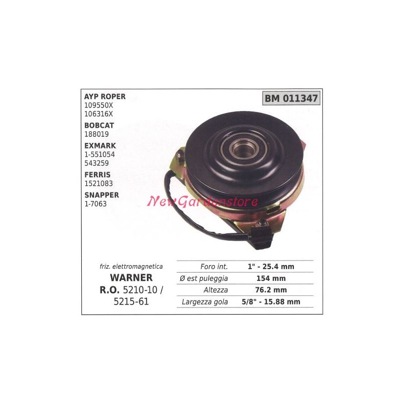 Elektromagnetische kupplung warner rasenmäher ayp roper bobcat 011347