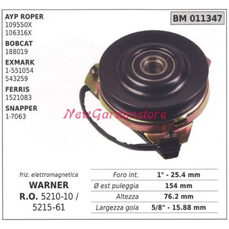 Electromagnetic clutch warner lawn mower ayp roper bobcat 011347 | Newgardenstore.eu