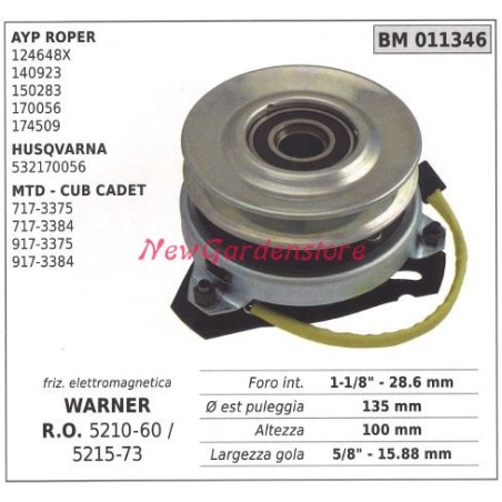 Elektromagnetische Kupplung warner rasenmäher ayp roper husqvarna 011346 | Newgardenstore.eu