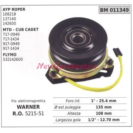 Elektromagnetische Kupplung warner rasenmäher ayp roper mtd 011349 | Newgardenstore.eu